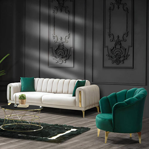 Fotoliu EMERALD NW, material:Catifea, picioarelor: Auriu ,  setul 1 canapea 1 fotoliu