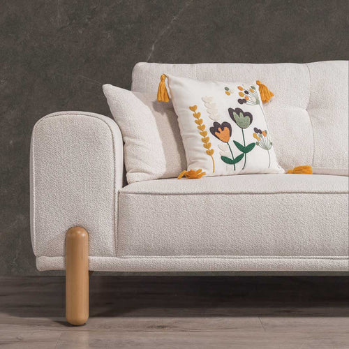 Canapea extensibilă 3 locuri BAHAMA  țesături cu textura  piciorele : lemn, detalie din stanga 