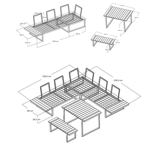 Set mobilier de grădină coltar MARISSA 240 x 240 cm, Opțiuni culoare - Maroom