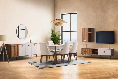 Set Comodă TV LEILA 5 rafturi 1 ușă 2 sertare 200 cm - Maroom