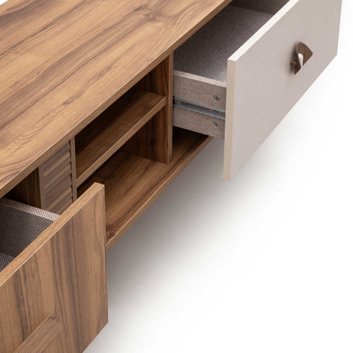 Comodă TV LEILA 2 rafturi 2 sertare 200 cm - Maroom