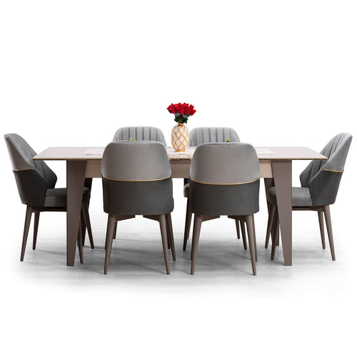 Masă extensibilă SHILA cu 6 scaune 170 ( 205 ) x 89 cm - Maroom