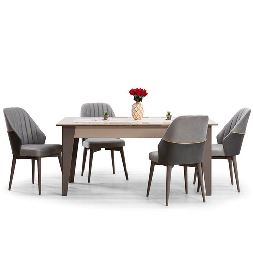 Masă extensibilă SHILA cu 6 scaune 170 ( 205 ) x 89 cm - Maroom