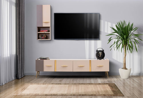 Set Comodă TV SHILA 2 rafturi 4 sertare 1 ușa 185 cm - Maroom