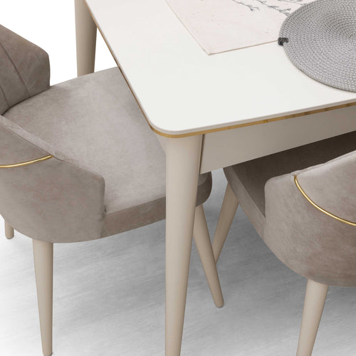 Masă extensibilă cu 6 scaune ECRU, 170 ( 205 ) x 89 cm - Maroom