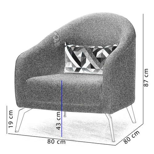 Fotoliu ESILA 80 cm, Opțiuni culoare - Maroom