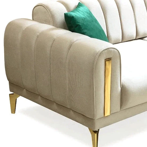 Canapea extensibilă 3 locuri EMERALD NW 215 cm, material:Catifea, picioarelor: Auriu,  detalie