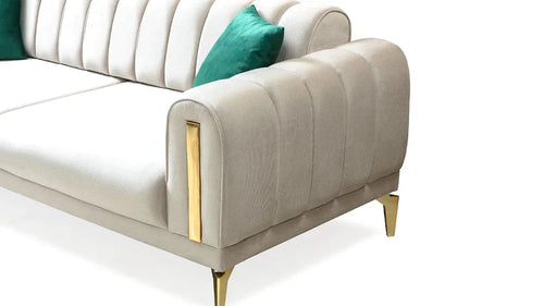 Canapea extensibilă 3 locuri EMERALD NW 215 cm, material:Catifea, picioarelor: Auriu  , detalie