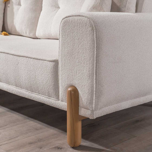 Canapea extensibilă 3 locuri BAHAMA  țesături cu textura  piciorele : lemn  detalie din dreapta