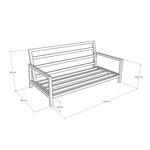 Canapea de grădină 2 locuri PASCAL 138 cm, Opțiuni culoare - Maroom