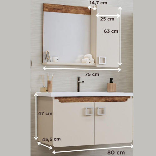 Dulap Baie suspendat cu chiuveta SELLY, MDF, Opțiuni Dimensiune