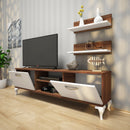 Set comodă Tv HARMONY 4 rafturi 2 uși 150cm, Opțiuni culoare - Nuc inchis