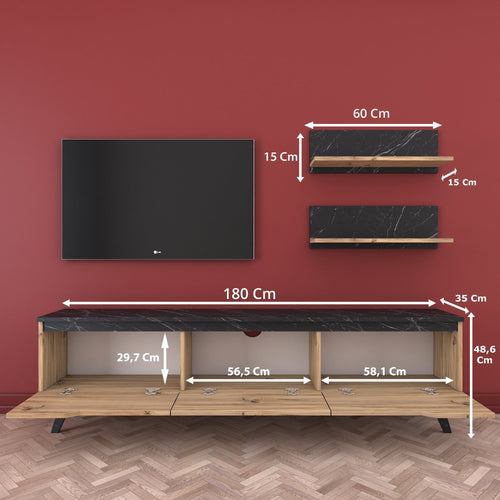 Set Comodă Tv ELITE 2 rafturi 3 uşi 180 cm, Opţiuni culoare