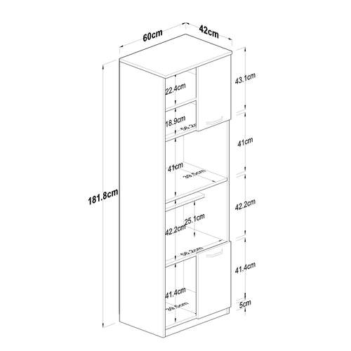 Dulap Bucătărie VENICE 4 uși, 3 rafturi 60 x 182 cm - Maroom