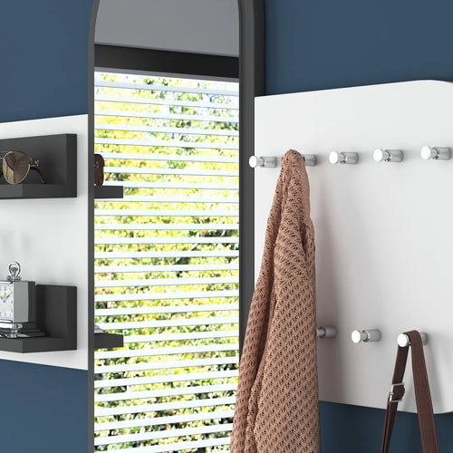 Cuier cu oglindă HELEN 122 cm 2 rafturi 9 agățători, Opțiuni culoare