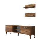 Set comodă Tv HARMONY 4 rafturi 2 uși 150cm, Opțiuni culoare - Nuc inchis