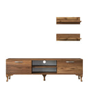 Set comodă Tv HARMONY 4 rafturi 2 uși 150cm, Opțiuni culoare - Nuc inchis