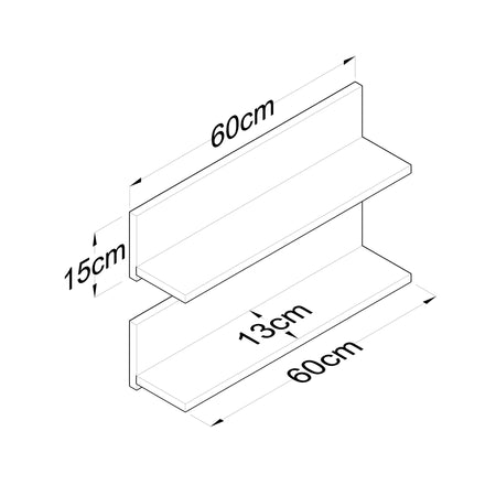 Set raft de perete TWINS 2 rafturi 60 cm - Maroom