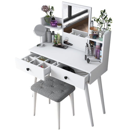 Masă de toaleta și taburet BRITNEY 2 rafturi 2 sertare 90 x 38 cm - Maroom