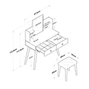 Masă de toaleta și taburet BRITNEY 2 rafturi 2 sertare 90 x 38 cm - Maroom