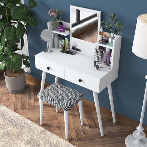 Masă de toaleta și taburet BRITNEY 2 rafturi 2 sertare 90 x 38 cm - Maroom