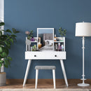 Masă de toaleta și taburet BRITNEY 2 rafturi 2 sertare 90 x 38 cm - Maroom