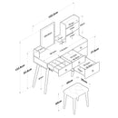 Masă de toaleta și taburet BRITNEY 5 rafturi 5 sertare 118 x 38 cm - Maroom