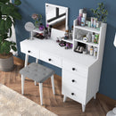 Masă de toaleta și taburet BRITNEY 5 rafturi 5 sertare 118 x 38 cm - Maroom