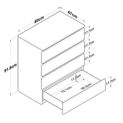 Comodă HERA 4 sertare 80 x 92 cm - Maroom