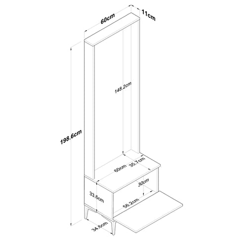Cuier și pantofar ANGORA 60 cm, Opțiuni culoare - Maroom