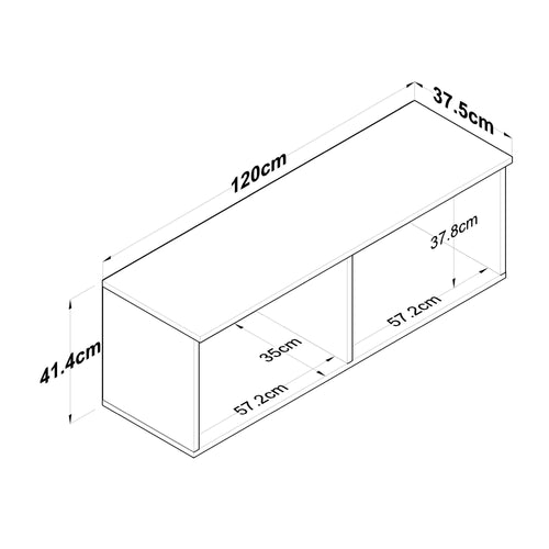 Dulap de perete ANGORA 4 uși 120 x 41 cm, Opțiuni culoare - Maroom