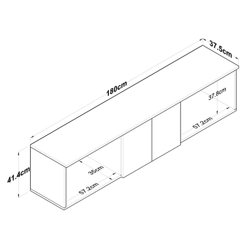 Dulap de perete ANGORA 6 uși 180 x 41 cm, Opțiuni culoare - Maroom