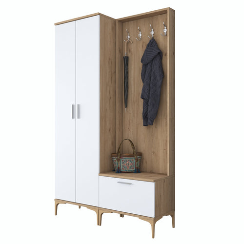 Set mobilier hol ANGORA CR 3 uși, 120x199x38 cm, cuier și pantofar, Opțiuni culoare