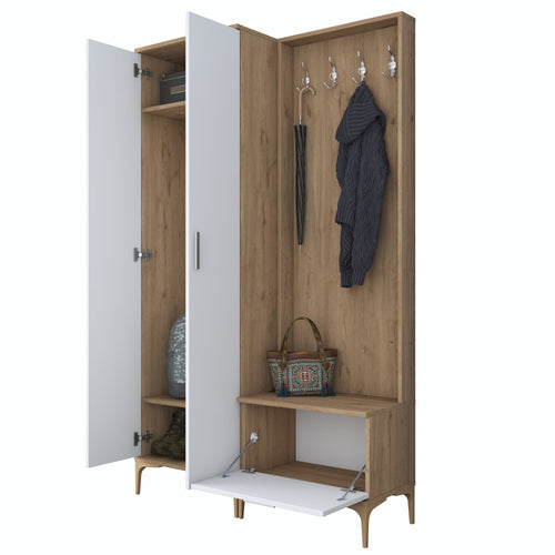 Set mobilier hol ANGORA CR 3 uși, 120x199x38 cm, cuier și pantofar, Opțiuni culoare