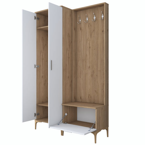 Set mobilier hol ANGORA CR 3 uși, 120x199x38 cm, cuier și pantofar, Opțiuni culoare