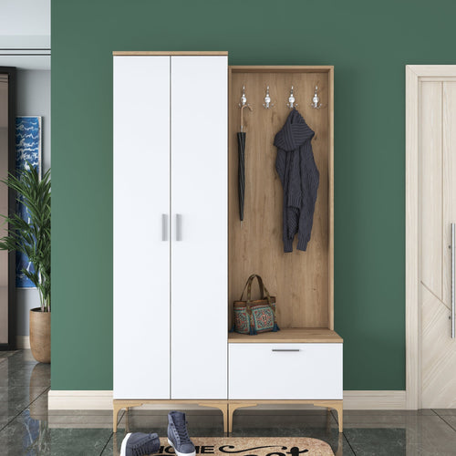 Set mobilier hol ANGORA CR 3 uși, 120x199x38 cm, cuier și pantofar, Opțiuni culoare