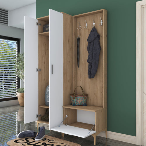 Set mobilier hol ANGORA CR 3 uși, 120x199x38 cm, cuier și pantofar, Opțiuni culoare