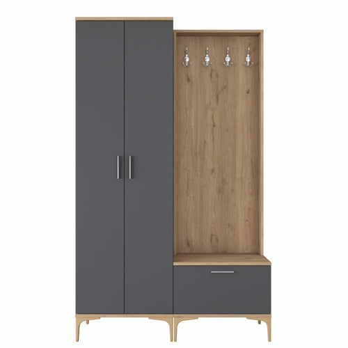 Set mobilier hol ANGORA CR 3 uși, 120x199x38 cm, cuier și pantofar, Opțiuni culoare