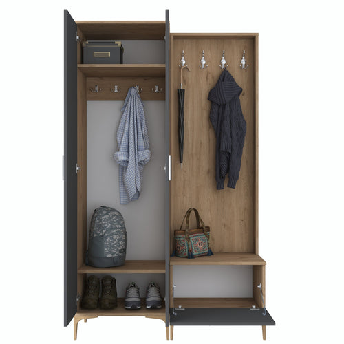 Set mobilier hol ANGORA CR 3 uși, 120x199x38 cm, cuier și pantofar, Opțiuni culoare