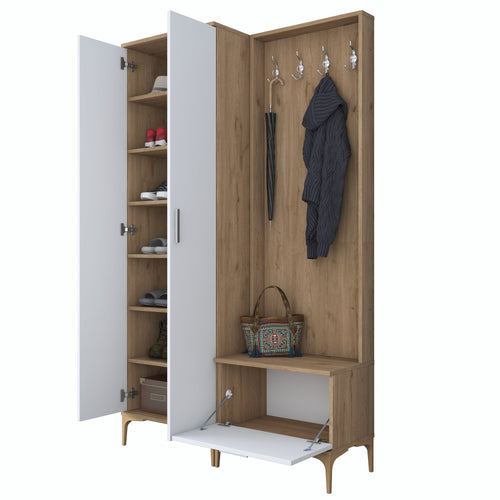 Set mobilier hol ANGORA RF 3 uși, 120x199x38 cm, cuier și pantofar, Opțiuni culoare