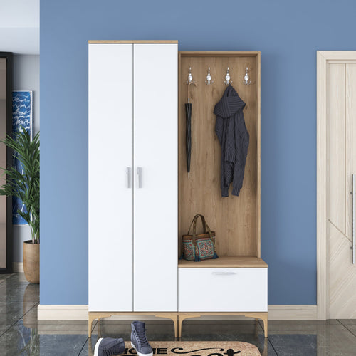 Set mobilier hol ANGORA RF 3 uși, 120x199x38 cm, cuier și pantofar, Opțiuni culoare