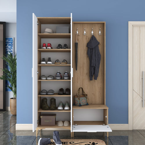 Set mobilier hol ANGORA RF 3 uși, 120x199x38 cm, cuier și pantofar, Opțiuni culoare