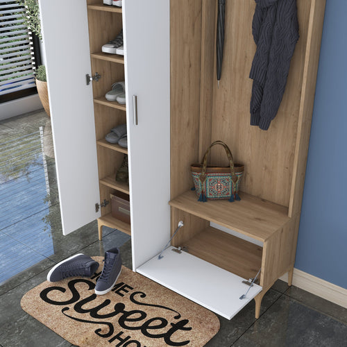 Set mobilier hol ANGORA RF 3 uși, 120x199x38 cm, cuier și pantofar, Opțiuni culoare