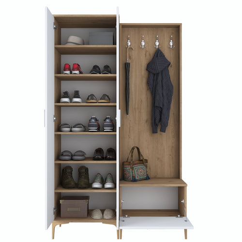 Set mobilier hol ANGORA RF 3 uși, 120x199x38 cm, cuier și pantofar, Opțiuni culoare