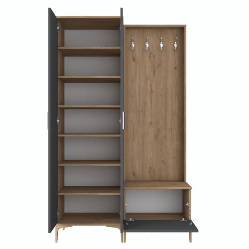 Set mobilier hol ANGORA RF 3 uși, 120x199x38 cm, cuier și pantofar, Opțiuni culoare