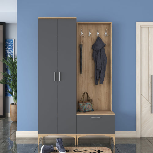 Set mobilier hol ANGORA RF 3 uși, 120x199x38 cm, cuier și pantofar, Opțiuni culoare