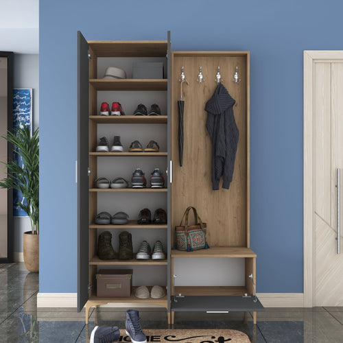 Set mobilier hol ANGORA RF 3 uși, 120x199x38 cm, cuier și pantofar, Opțiuni culoare