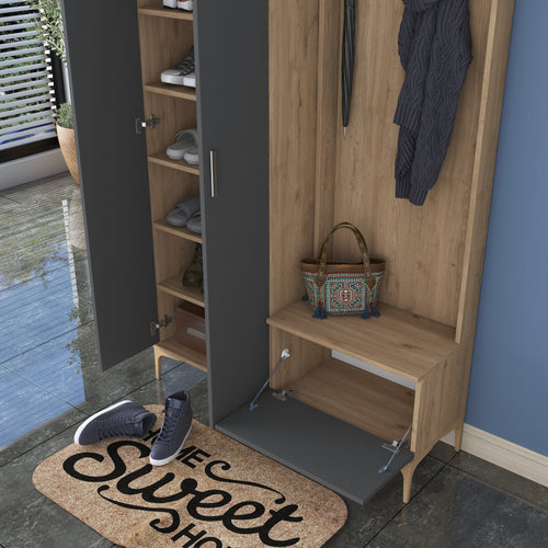 Set mobilier hol ANGORA RF 3 uși, 120x199x38 cm, cuier și pantofar, Opțiuni culoare