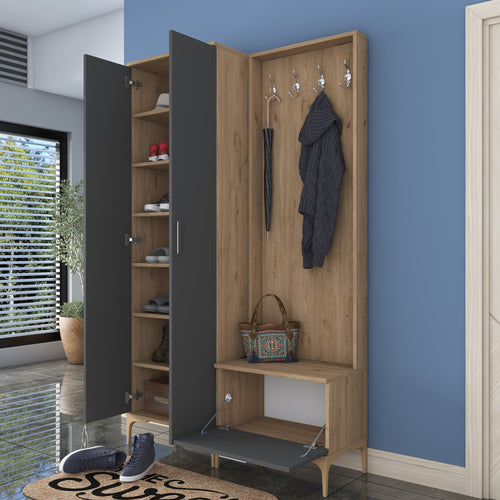 Set mobilier hol ANGORA RF 3 uși, 120x199x38 cm, cuier și pantofar, Opțiuni culoare