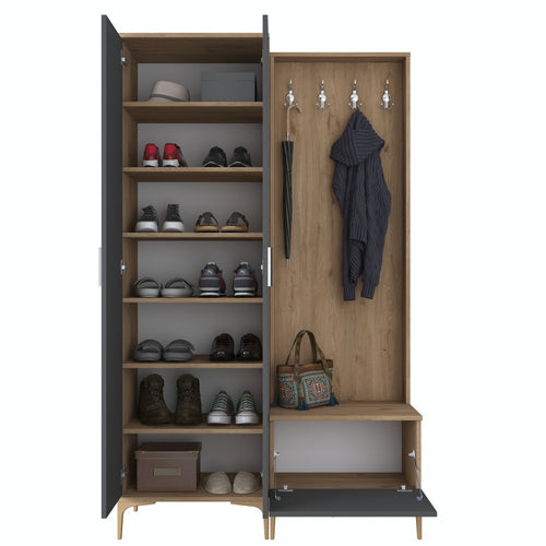 Set mobilier hol ANGORA RF 3 uși, 120x199x38 cm, cuier și pantofar, Opțiuni culoare